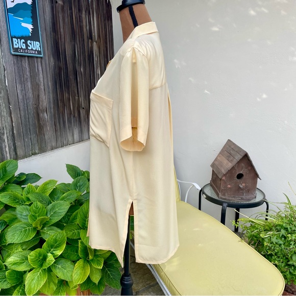 VTG Jones New York Short Sleeved Button Up Blouse Oversized/Relaxed Yellow 10 - Picture 5 of 13